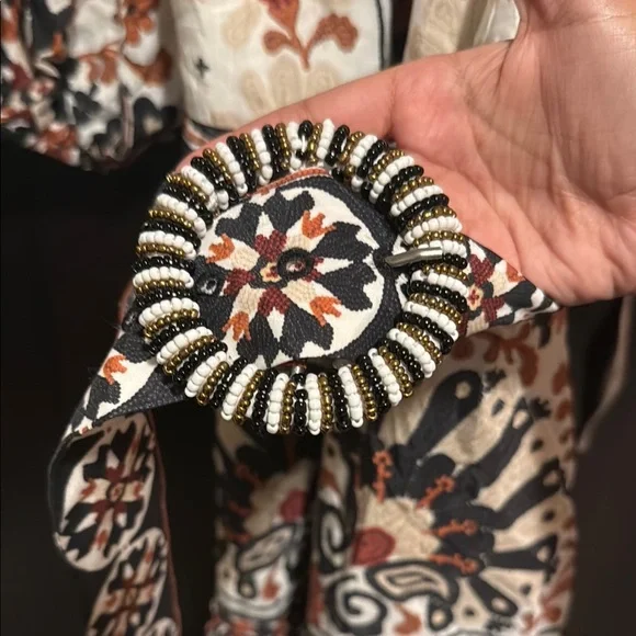 Farm Rio Flower Fan Tapestry Print Puff Sleeve Patterned Mini Dress - Picture 5 of 5